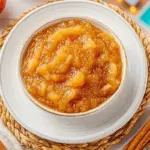 Homemade stovetop applesauce in a pot with fresh apples and cinnamon